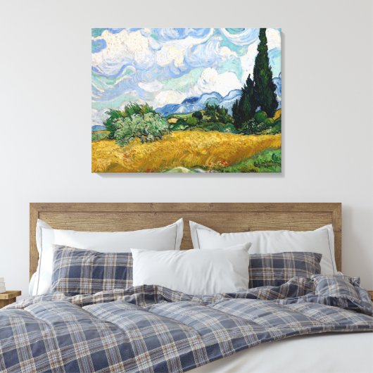 Van Gogh Wheat Field met Cypresses Canvas Afdruk (Insitu (Slaapkamer))