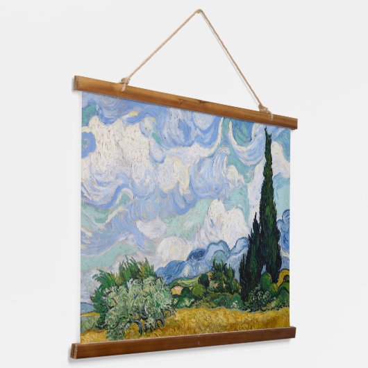 Van Gogh Wheat Field met Cypresses Hangend Wandkleed (Gebogen)