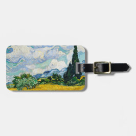 Van Gogh Wheat Field met Cypresses. Impressionisme Bagagelabel