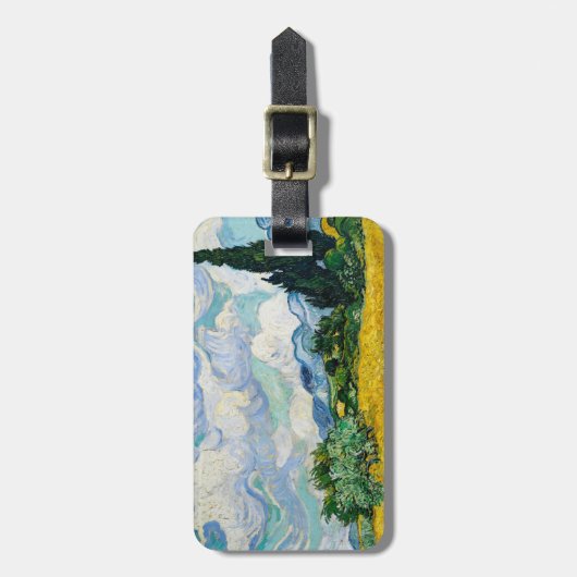 Van Gogh Wheat Field met Cypresses. Impressionisme Bagagelabel (Voorkant verticaal)