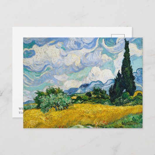 Van Gogh Wheat Field met Cypresses. Impressionisme Briefkaart (Voorkant / Achterkant)