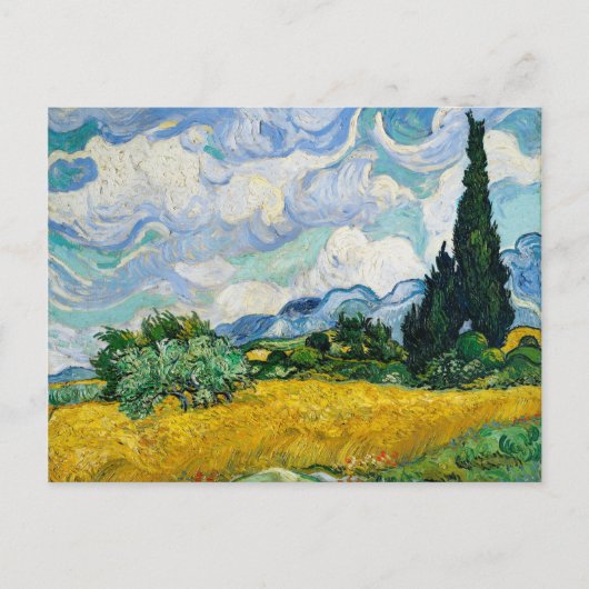Van Gogh Wheat Field met Cypresses. Impressionisme Briefkaart (Voorkant)