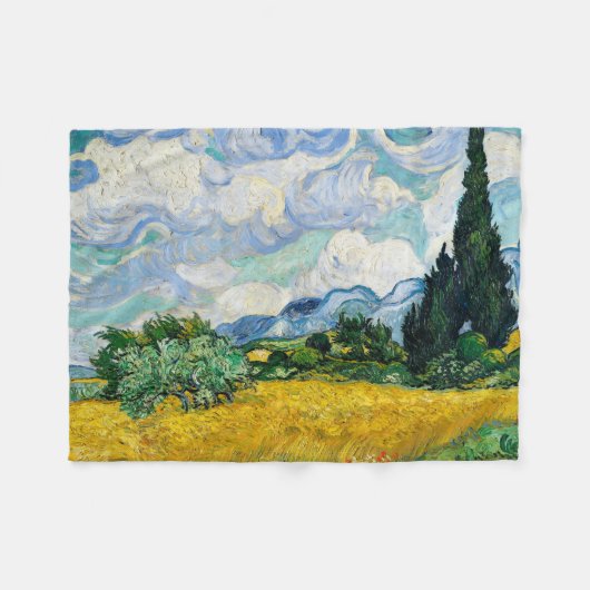 Van Gogh Wheat Field met Cypresses. Impressionisme Fleece Deken (Voorkant (Horizontaal))