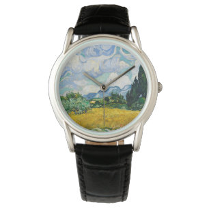Van Gogh Wheat Field met Cypresses. Impressionisme Horloge
