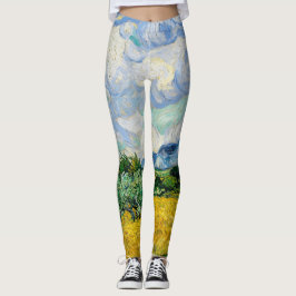 Van Gogh Wheat Field met Cypresses. Impressionisme Leggings