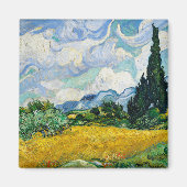 Van Gogh Wheat Field met Cypresses. Impressionisme Magneet (Voorkant)