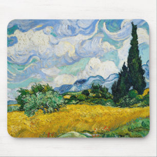 Van Gogh Wheat Field met Cypresses. Impressionisme Muismat