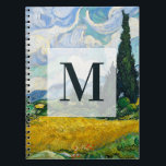 Van Gogh Wheat Field met Cypresses. Impressionisme Notitieboek<br><div class="desc">Van Gogh "Wheat Field with Cypresses" notitieboek met monogram.</div>