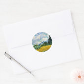 Van Gogh Wheat Field met Cypresses. Impressionisme Ronde Sticker (Envelop)