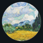 Van Gogh Wheat Field met Cypresses. Impressionisme Ronde Sticker<br><div class="desc">Van Gogh sticker "Wheat Field with Cypresses".</div>