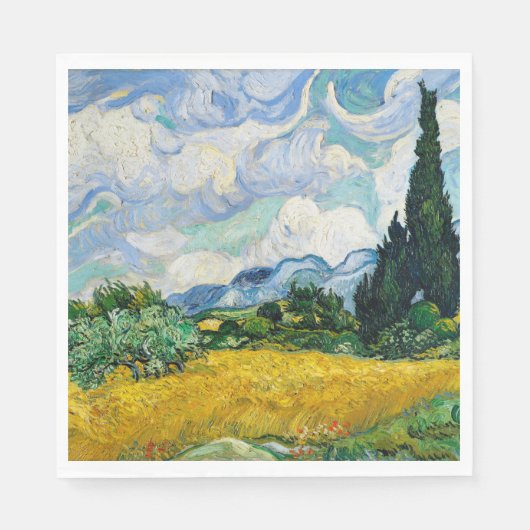 Van Gogh Wheat Field met Cypresses. Impressionisme Servet (Voorkant)