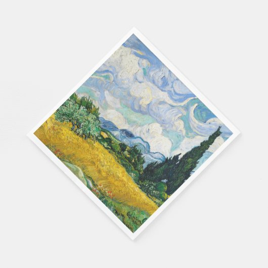 Van Gogh Wheat Field met Cypresses. Impressionisme Servet (Hoek)