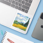 Van Gogh Wheat Field met Cypresses. Impressionisme Sticker (Laptop met iPhone)