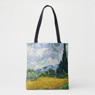 Van Gogh Wheat Field met Cypresses. Impressionisme Tote Bag