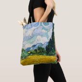 Van Gogh Wheat Field met Cypresses. Impressionisme Tote Bag (Dichtbij)