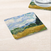  Van Gogh Wheat Field met Cypresses Kartonnen Onderzetters (Schuin)