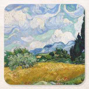 Van Gogh Wheat Field met Cypresses Kartonnen Onderzetters