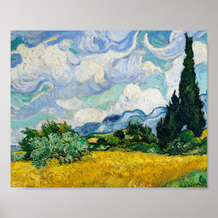 Van Gogh Wheat Field met Cypresses Landscape Poster