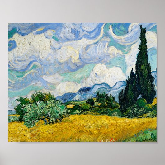 Van Gogh Wheat Field met Cypresses Landscape Poster (Voorkant)
