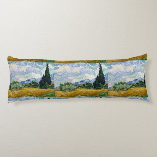  Van Gogh Wheat Field met Cypresses Lichaamskussen (Achterkant)