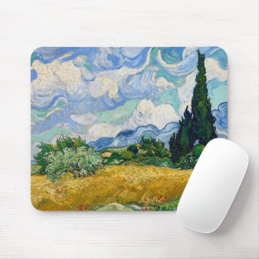 Van Gogh Wheat Field met Cypresses Muismat (Met muis)