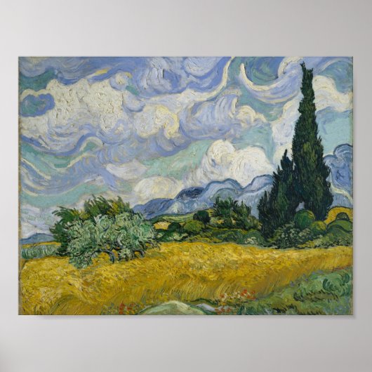 Van Gogh. Wheat Field met Cypresses. Poster (Voorkant)