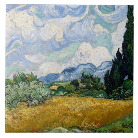  Van Gogh Wheat Field met Cypresses Tegeltje (Voorkant)