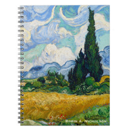 Van Gogh Wheat Field met gepersonaliseerde cyperse Notitieboek