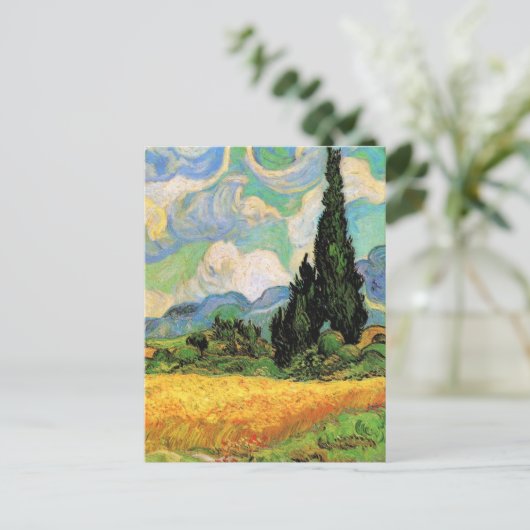 Van Gogh Wheat Field w Cypresses in Haute Galline Briefkaart (Staand voorkant)