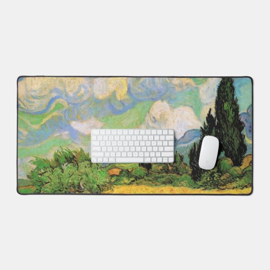 Van Gogh Wheat Field w Cypresses in Haute Galline Bureaumat (Keyboard & Muis)