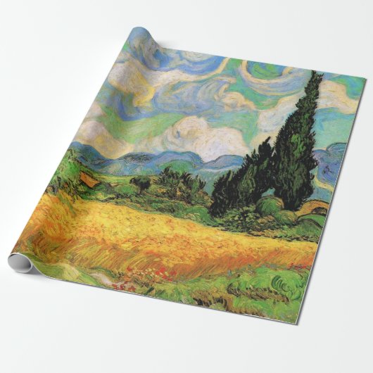 Van Gogh Wheat Field w Cypresses in Haute Galline Cadeaupapier (Uitgerold)