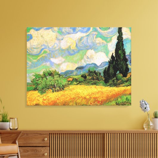 Van Gogh Wheat Field w Cypresses in Haute Galline Canvas Afdruk (Insitu (Woonkamer))