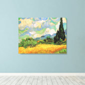 Van Gogh Wheat Field w Cypresses in Haute Galline Canvas Afdruk (Insitu (Houten vloer))