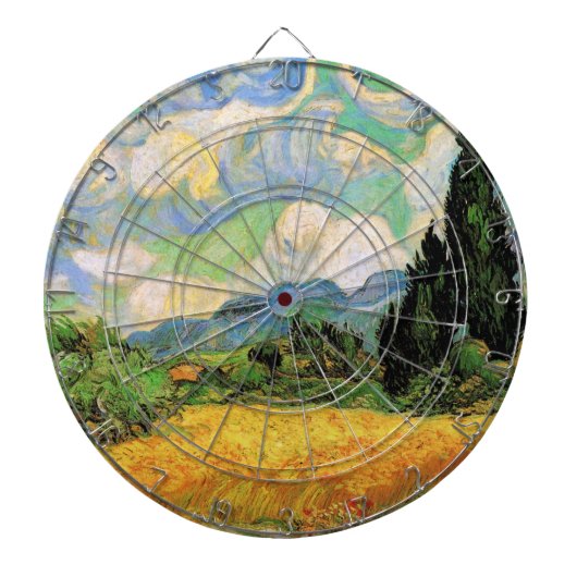 Van Gogh Wheat Field w Cypresses in Haute Galline Dartbord (Voorkant)