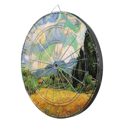 Van Gogh Wheat Field w Cypresses in Haute Galline Dartbord (Voorkant Rechts)