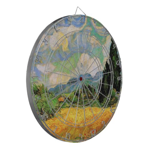 Van Gogh Wheat Field w Cypresses in Haute Galline Dartbord (Voorkant Links)