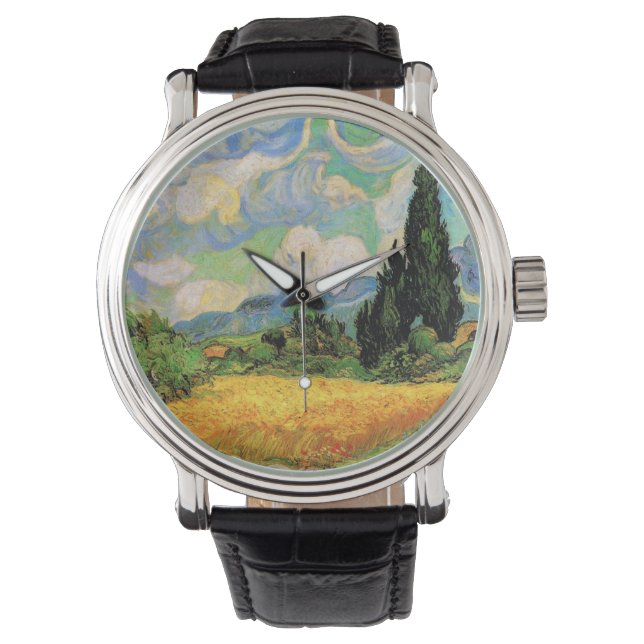 Van Gogh Wheat Field w Cypresses in Haute Galline Horloge (Voorkant)