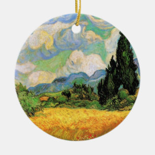 Van Gogh Wheat Field w Cypresses in Haute Galline Keramisch Ornament