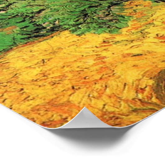 Van Gogh Wheat Field w Cypresses in Haute Galline Poster (Hoek)