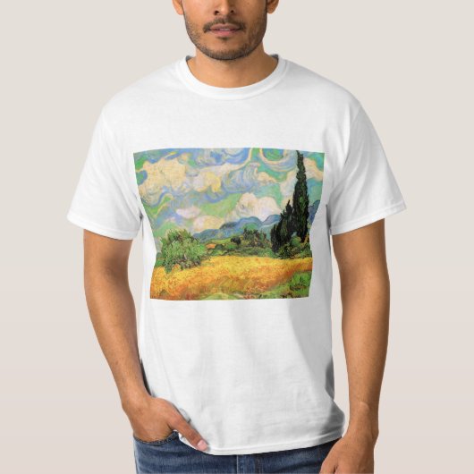 Van Gogh Wheat Field w Cypresses in Haute Galline T-shirt (Voorkant)