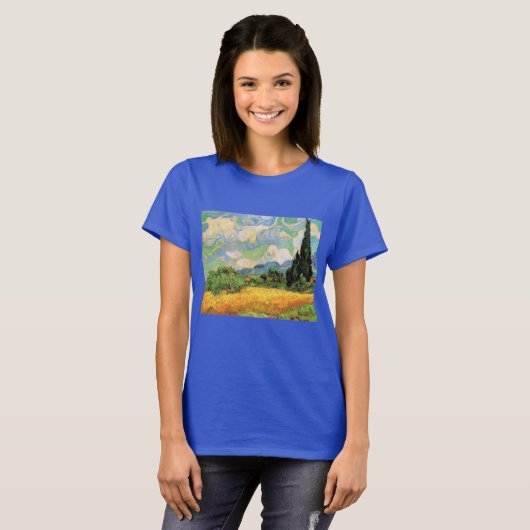 Van Gogh Wheat Field w Cypresses in Haute Galline T-shirt (Voorkant volledig)