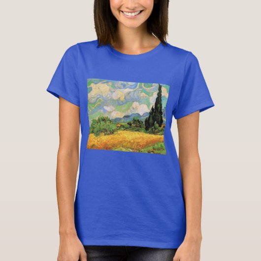 Van Gogh Wheat Field w Cypresses in Haute Galline T-shirt (Voorkant)
