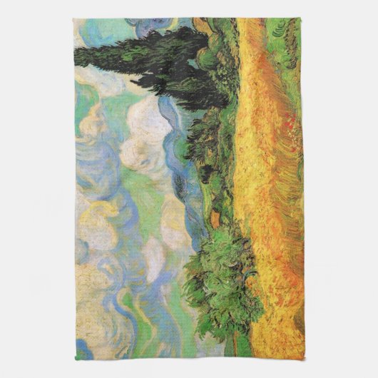 Van Gogh Wheat Field w Cypresses in Haute Galline Theedoek (Verticaal)