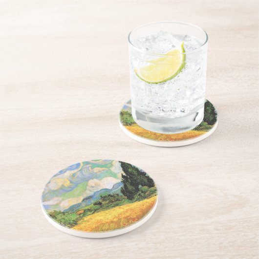 Van Gogh Wheat Field w Cypresses in Haute Galline Zandsteen Onderzetter (Zijkant)