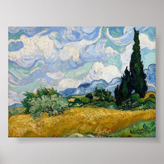 Van Gogh Wheat Field with Cypresses Poster (Voorkant)