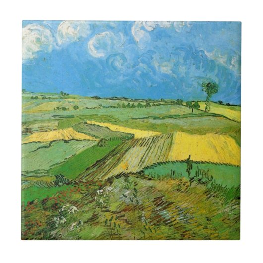 Van Gogh Wheat Fields op Auvers under Clouded Sky Tegeltje (Voorkant)