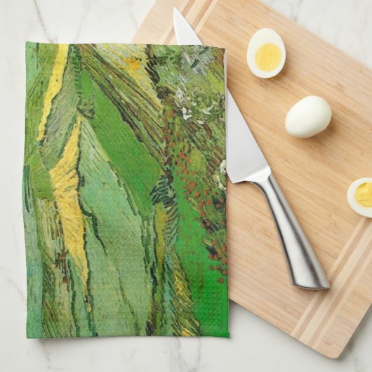 Van Gogh Wheat Fields op Auvers under Clouded Sky Theedoek (Quarter Fold)