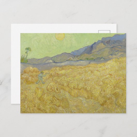 van Gogh Wheat Stacks with Reaper Yellow & Green Briefkaart (Voorkant / Achterkant)