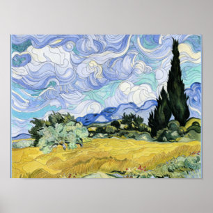 Van Gogh - Wheatfield met cyperen Poster
