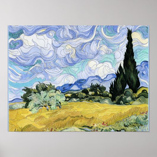 Van Gogh - Wheatfield met cyperen Poster (Voorkant)